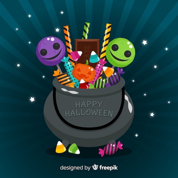 Free vector creative halloween candy bag background