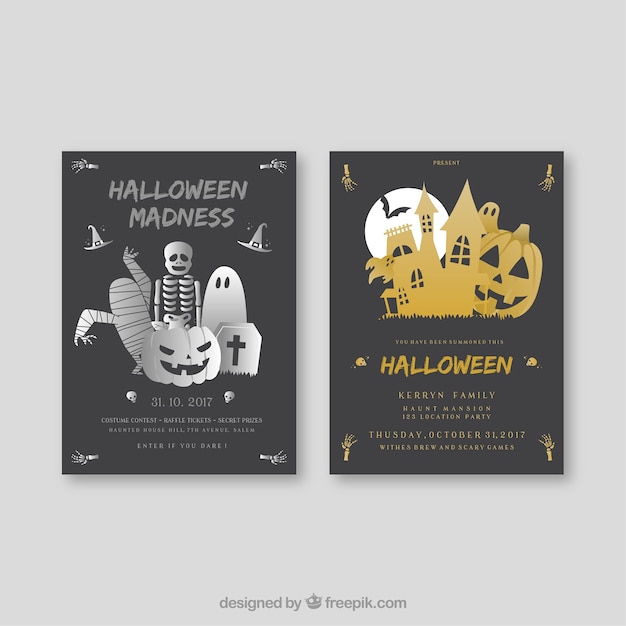 Vettore gratuito schede creative di halloween