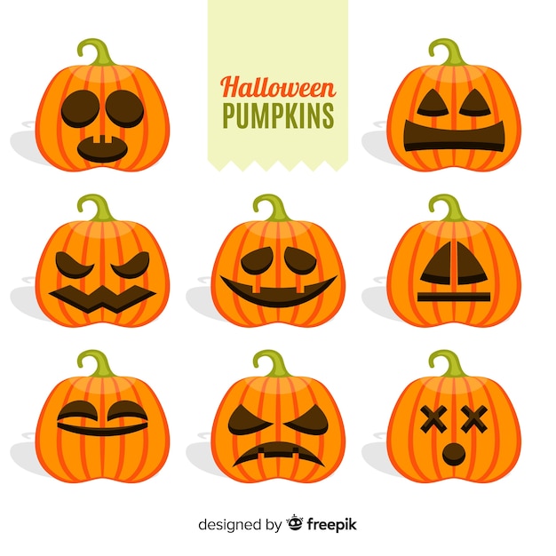 Free vector creative halloween pumpkin collection