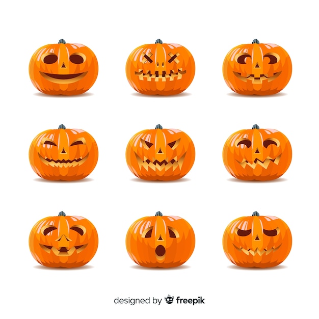 Free vector creative halloween pumpkin collection