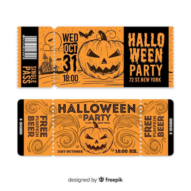 Free vector creative halloween ticket template