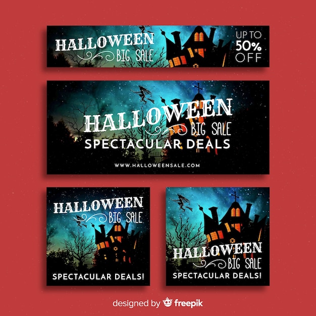 Creative halloween web sale banner collection