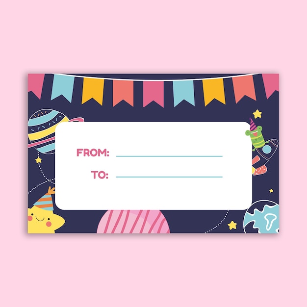 creative hand drawn galaxy birthday gift tag