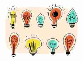 Free vector creative hand drawn light bulb collection