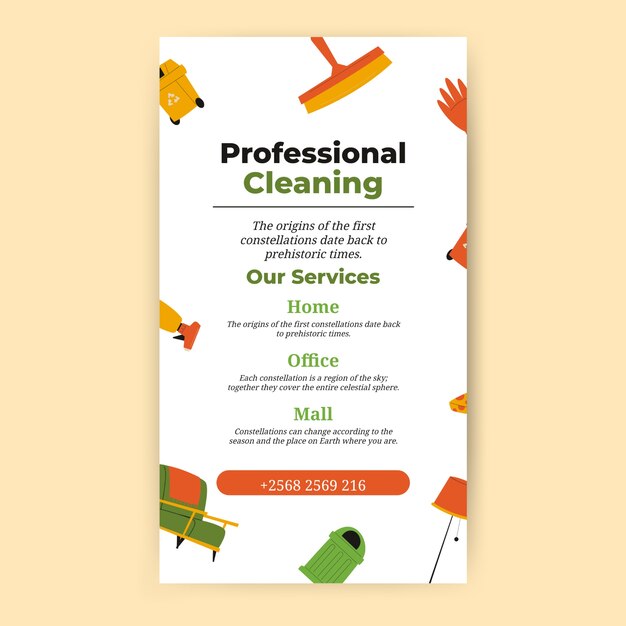 creative hand drawn professional cleaning co. instagram story template