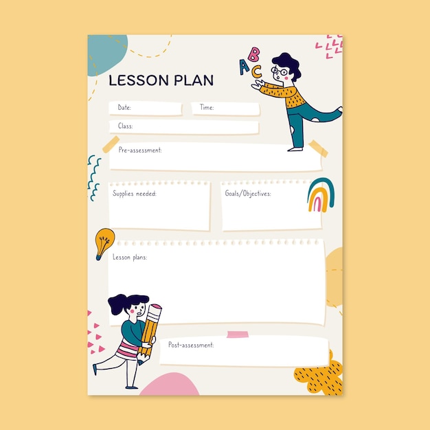 Free vector creative hand drawn special needs inclusion school lesson plan