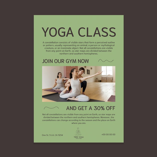 Creative hand-drawn tree yoga gym discount flyer