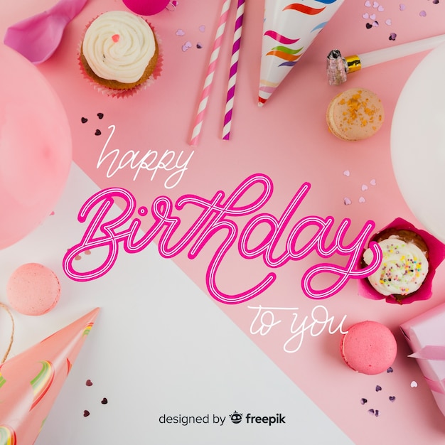 Creative happy birthday lettering background