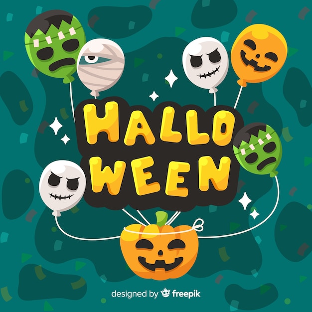 Creative happy halloween background with balloons