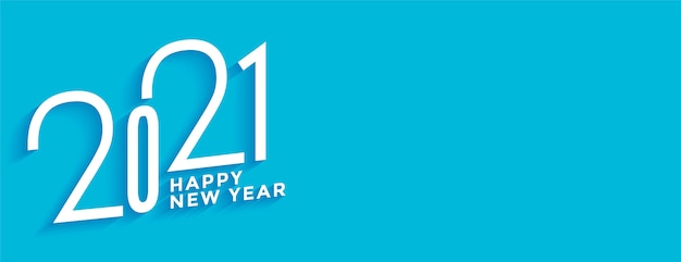 Creative happy new year  in white and blue background