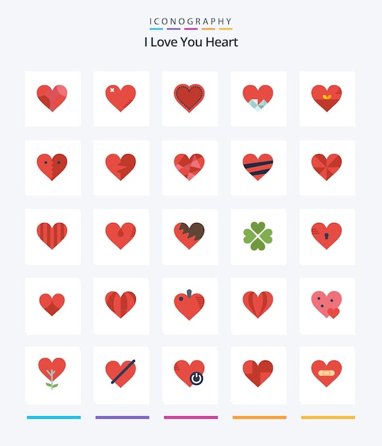 Free vector creative heart 25 flat icon pack such as favorite heart like chocolate love