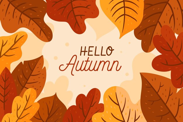 Creative hello autumn leaves wallpaper