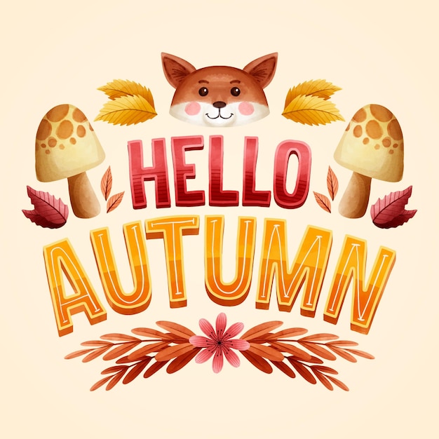 Creative hello autumn message with seasonal elements