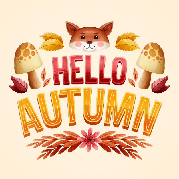 Creative hello autumn message with seasonal elements