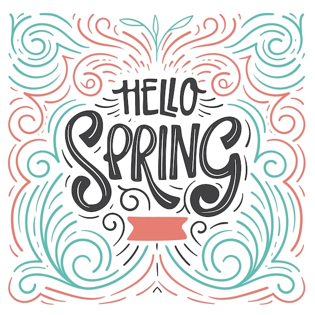 Free vector creative hello spring lettering