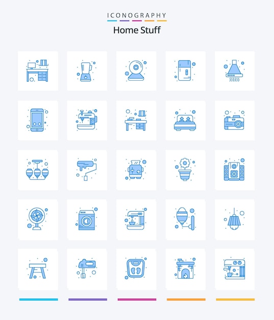 Creative Home Stuff 25 Blue icon pack Such As fan cam refrigerator freezer