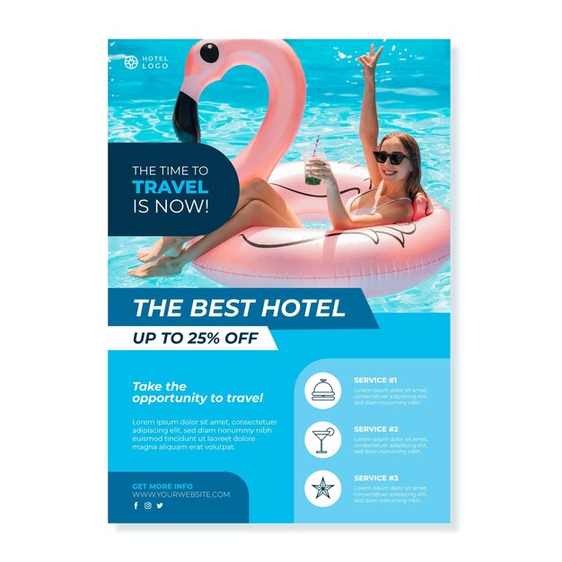 creative hotel information flyer with photo