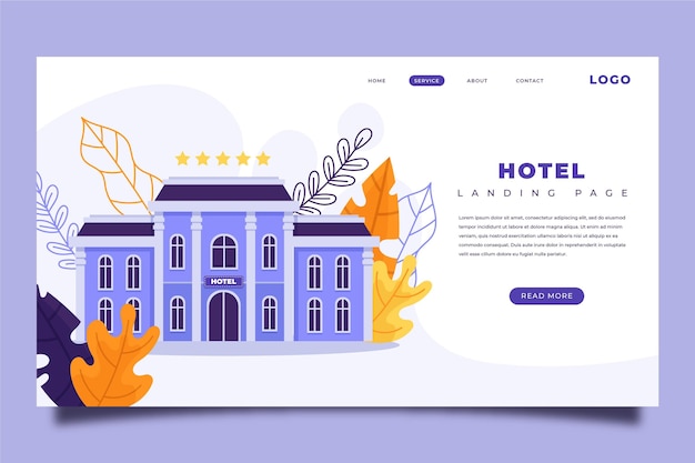 Creative hotel landing page with illustration