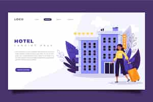 Vettore gratuito pagina di destinazione dell'hotel creativa con illustrazione