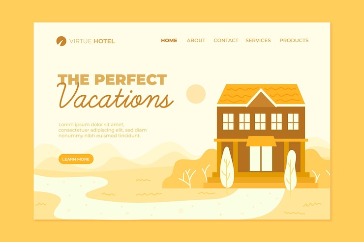 Free Vector creative hotel landing page with illustration