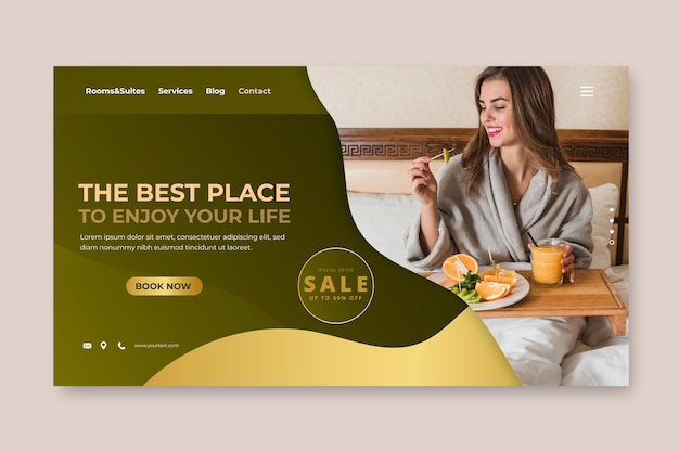 Creative hotel landing page with photo