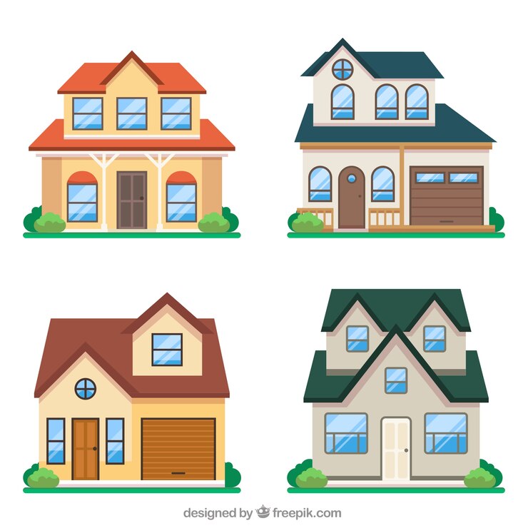 ฟรี Vector creative house collection of four