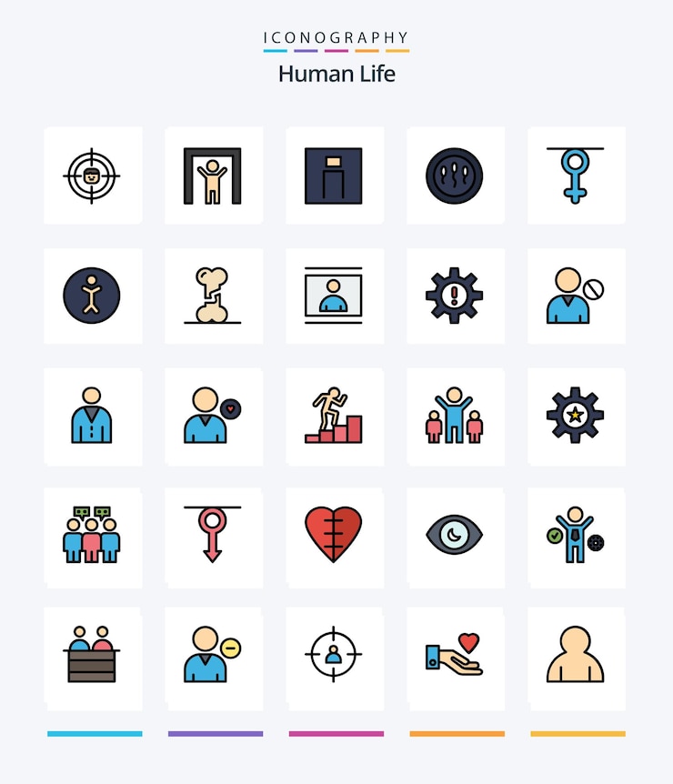 무료 Vector creative human 25 line filled 아이콘 팩(예: 성별 의학 인간 인간 사용자)