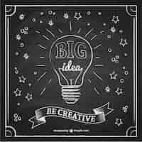 Free vector creative idea bulb on a blackboard