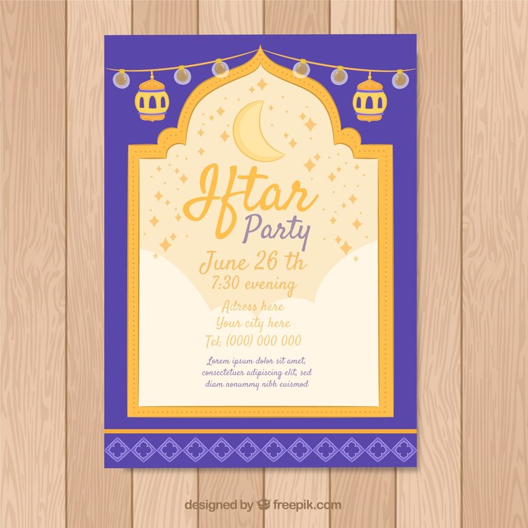 무료 Vector 크리에이티브 iftar 초대장 템플릿