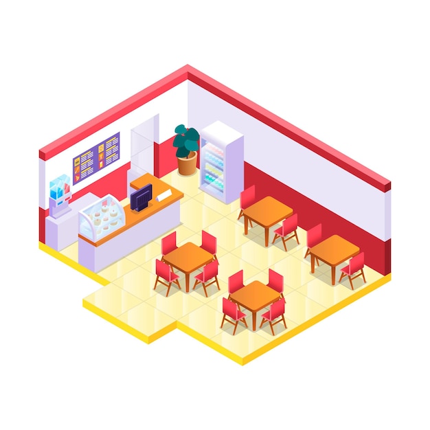 Free vector creative illustrated isometric restaurant