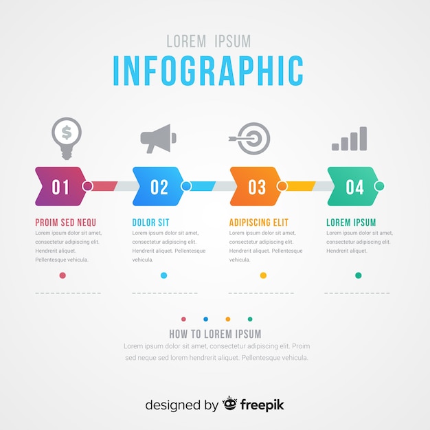 창의적인 infographic 단계 개념