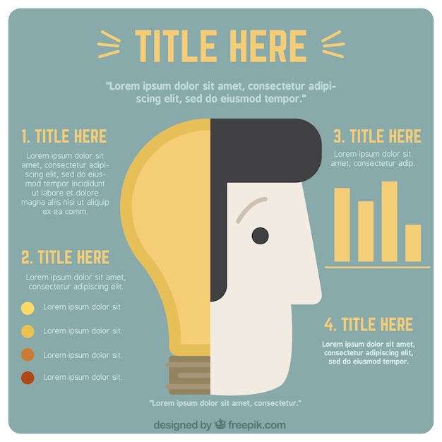 Vettore gratuito modello infografica creativo con una testa e una lampadina