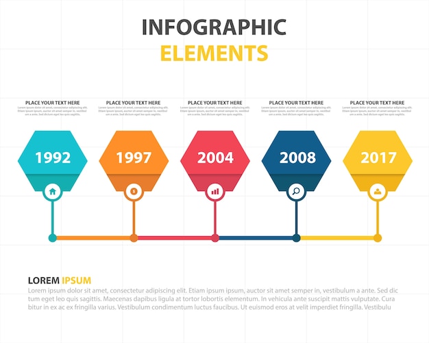 Красочный абстрактный шестиугольник бизнес-инфографический шаблон