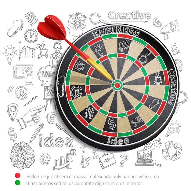 Creative infographic with dartboard