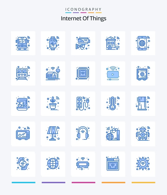 Бесплатное векторное изображение creative internet of things 25 blue icon pack, например, смарт-технология автомобильного переключателя видеонаблюдения