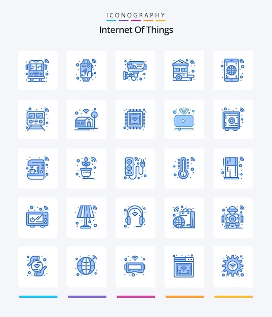 무료 벡터 creative internet of things 25 자동차 스위치 cctv 스마트 기술과 같은 파란색 아이콘 팩