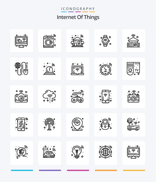 Creative internet of things 25 개요 아이콘 팩(예: wi-fi 인터넷 홈 인터넷 트리)