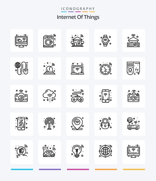 무료 벡터 creative internet of things 25 개요 아이콘 팩(예: wi-fi 인터넷 홈 인터넷 트리)