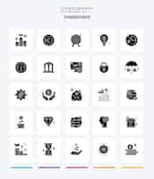 Free vector creative investment 25 glyph solid black icon pack such as analysis investing target idea bulb