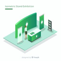 Free vector creative isometric stand exhibition design