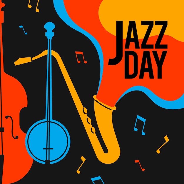 Free vector creative jazz day in flat design