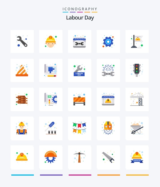 Creative labor day 25 flat icon pack come l'attrezzatura da lavoro per la manutenzione comunista del lavoro