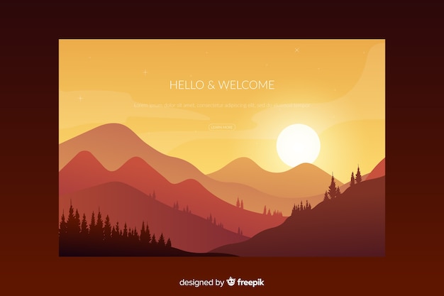 Free vector creative landing page with gradient forest