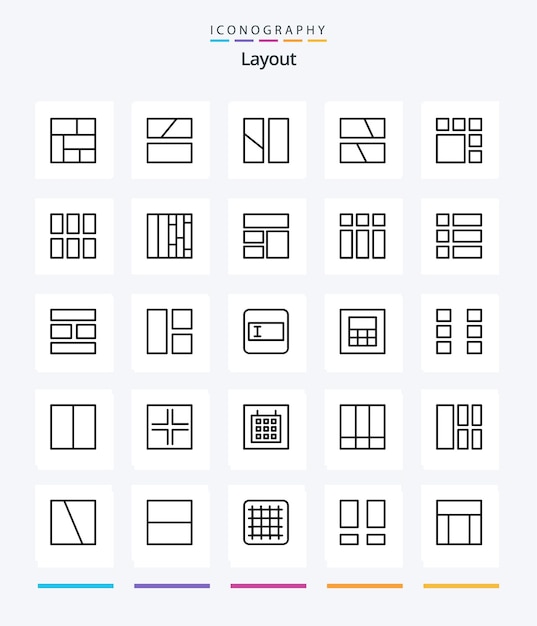 Layout creativo 25 pacchetto di icone outline come il layout di modifica della griglia dell'immagine del modulo