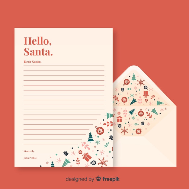 Free vector creative letter and envelope concept for christmas