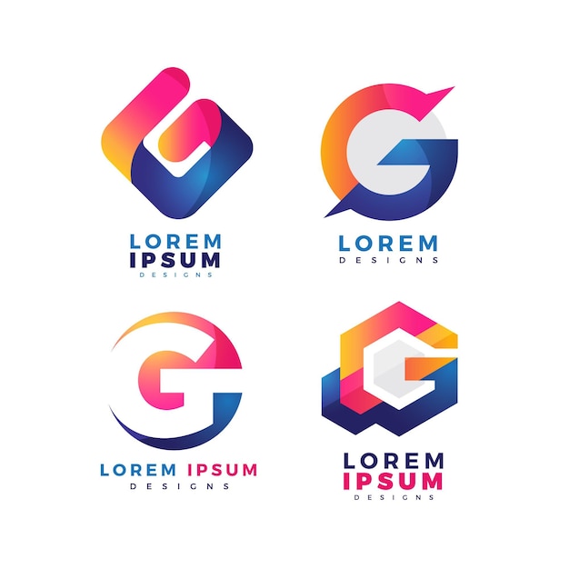 Бесплатное векторное изображение Креативные шаблоны логотипа буква g