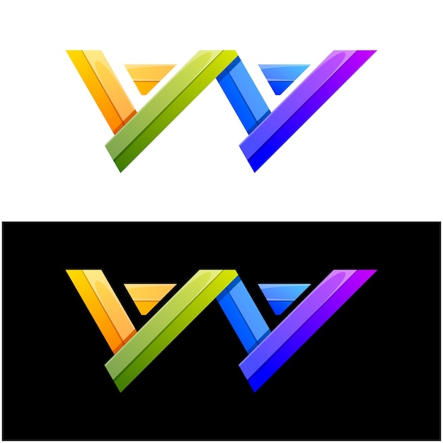 Creative letter w colorful icon logo design