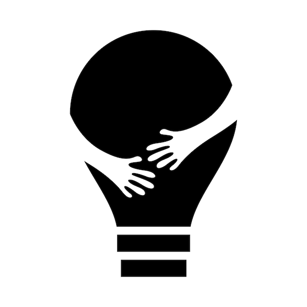 Vettore gratuito lampadina creativa e logo a mano