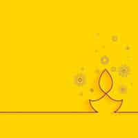 Free vector creative line on yellow background minimal diwali greeting