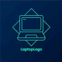 Vettore gratuito modello di logo per laptop piatto lineare creativo